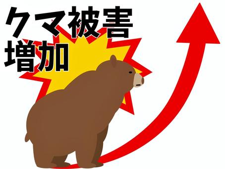 クマ被害増加の警告 文字入り クマ被害増加の警告 文字入り クマ,被害,増加,矢印,激増,多発,危険,警告,注意,対策のイラスト素材