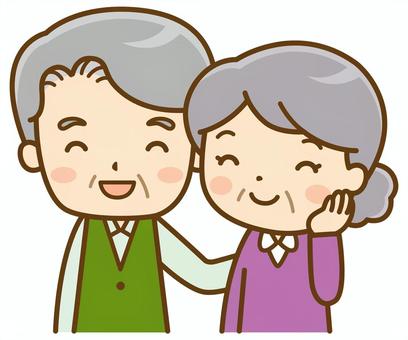 仲の良いシニア夫婦 シニア,敬老,高齢者,老人,夫婦,老夫婦,熟年,お年寄り,おじいちゃん,おばあちゃんのイラスト素材