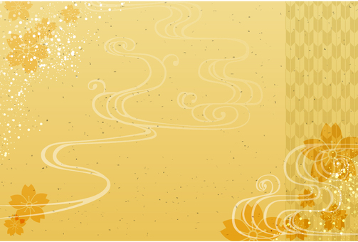 きらびやかなな金色の和風のフレーム素材 和柄,フレーム,金色,和風,背景,芸術,美術,アート,バックグランド,バックグラウンドのイラスト素材