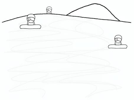 Illustration, ski resort, a slope, snow board, 