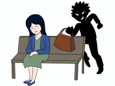 泥棒 盗む,かばん,女,取られる,バッグ,スリ,かっ払い,取る,奪う,盗まれるのイラスト素材
