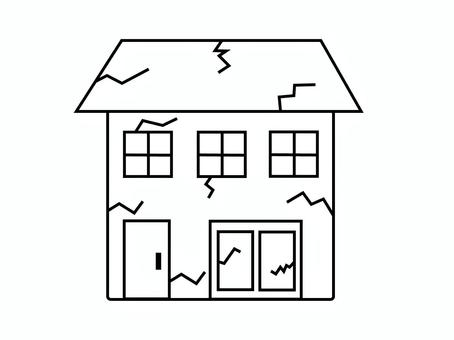 ボロボロの家3 廃墟,崩壊,放置,廃屋,ひび割れ,破損,家,ボロボロ,破壊,住宅のイラスト素材