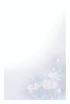 喪中葉書　白い蓮の花A　文字なし 喪中はがき,テンプレート,和,和紙,蓮,シンプル,植物,文章なし,花,複数のイラスト素材