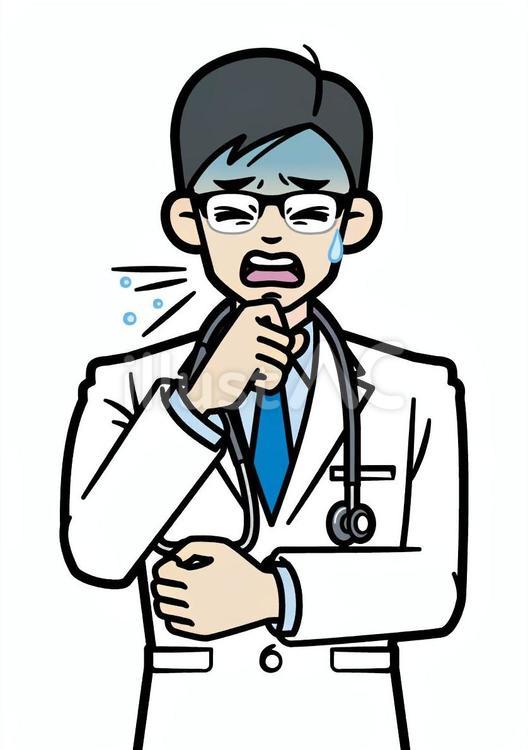 咳をする若い男性医師 人物,男性,医者のイラスト素材