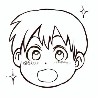 期待する顔 男の子,顔,表情,期待,キラキラ,好奇心,子供のイラスト素材