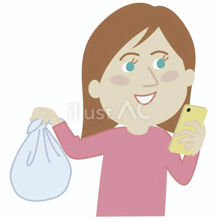 ゴミの分別をする女性002 外国人,西洋人,女性のイラスト素材
