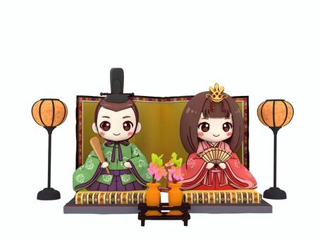 春のひな祭りの男雛と女雛 お雛様,人形,祭事,イベント,可愛い,春のイラスト素材