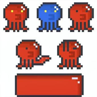 ドット絵アイコンセット タコ ドット絵アイコンセット タコ ドット絵,アイコン,セット,タコ,レトロゲームのイラスト素材