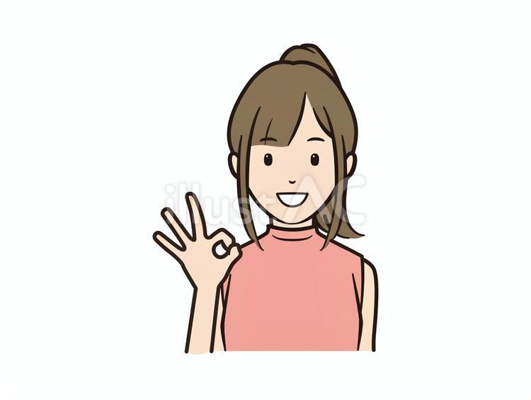 OKサインをする笑顔のノースリーブ女性 女性,女の子,okサインのイラスト素材