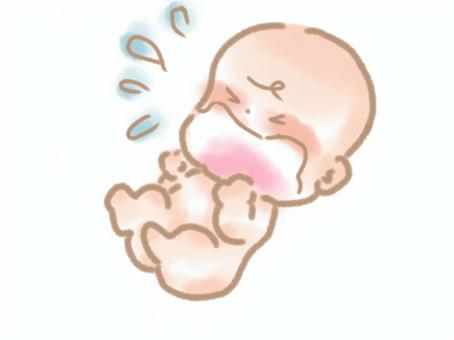 生まれたばかりの赤ちゃん2 イラスト 赤ちゃん,産後,人物,泣く,産声,産婦人科,病院,産科,泣き声,新生児のイラスト素材