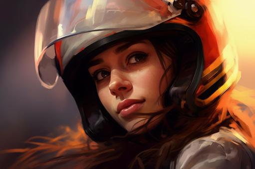 Illustration, female, helmet, beautiful woman, 