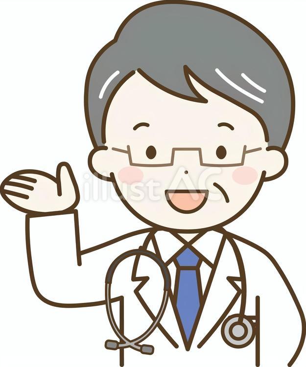 案内をする笑顔の男性医師 医者,医師,ドクターのイラスト素材