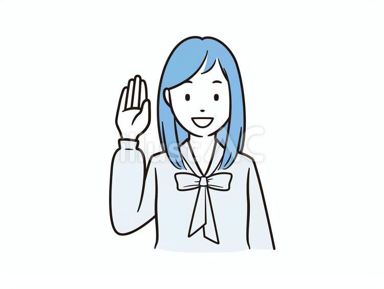 手を挙げるOL-b ビジネス,ビジネスマン,人のイラスト素材