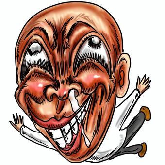 アホ面で何も考えない又は自由や解放坊主 アホ,バカ,アホ面,のーてんき,やけくそ,ひゃっほー,はしゃぐ,自由,解放,イエーイのイラスト素材