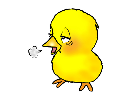元気がないヒヨコ 動物,鳥,ヒヨコ,ため息,全身,手書きのイラスト素材