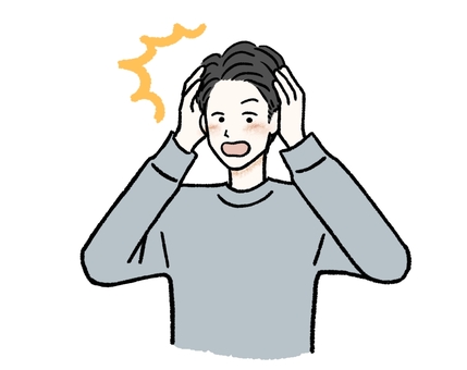 びっくり・驚く・頭を抱える男性 びっくり,男性,頭,抱える,パニック,驚く,衝撃,発見,ひらめく,驚いてるのイラスト素材
