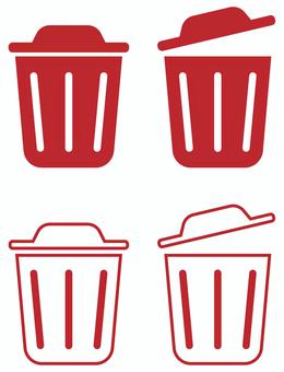 ゴミ箱のアイコン 赤 ゴミ箱,マーク,ダストボックス,くずかご,ポリバケツ,生活,暮らし,処分,リサイクル,リユースのイラスト素材