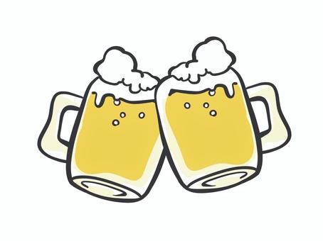 生ビールで乾杯 生ビール,酒,飲食,ジョッキ,美味しそう,アルコール,乾杯,居酒屋,飲み会,飲み物のイラスト素材