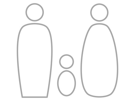 モノクロの家族を表す人物アイコン 家族,人物,シルエット,親子,男女,子供,大人,ミニマル,アイコン,線画のイラスト素材