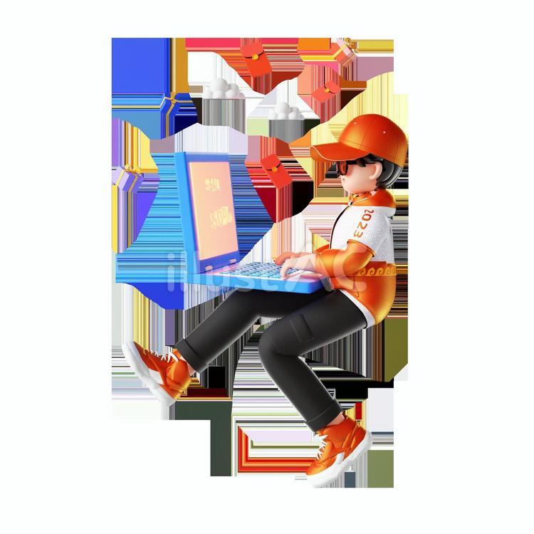 ファッショントレンドを求めて買い物をしている男性キャラクターの 3D レンダリング 12 紙,デザイン,家族のイラスト素材