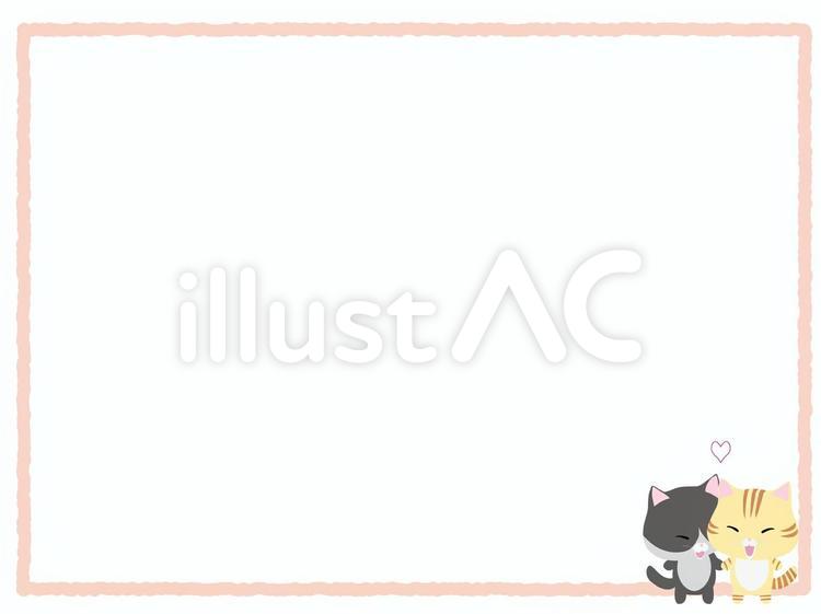 仲良し_ちゃとら_はちわれ_フレーム 仲良し,猫,ちゃとらのイラスト素材