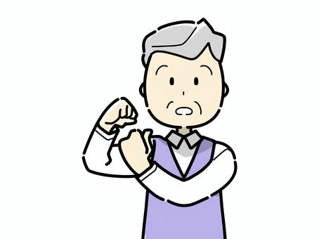 拳を握り会話する上半身おじいさん 上半身,おじいさん,話す,老人,高齢者,祖父,シニア,年寄り,白髪,高齢のイラスト素材