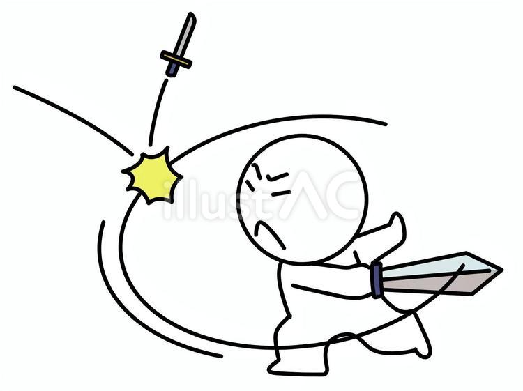 跳んできたナイフを剣で払う棒人間 払う,棒人間,ナイフのイラスト素材