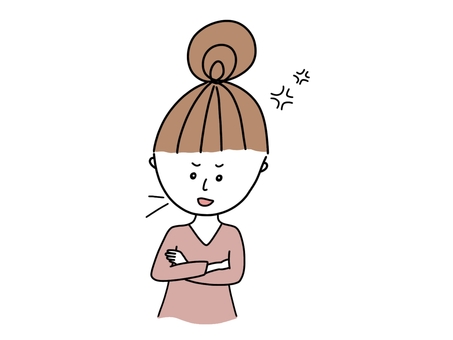 怒る/イライラ/キレる/女性/腕組み 怒る,キレる,クレーム,女性,腕組み,かわいい,親しみ,不満,文句,苦情のイラスト素材