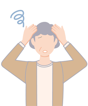 困る普通のおばさん３ 困る,困惑,トラブル,人,1人,人物,おばさん,女性,70代,60代のイラスト素材