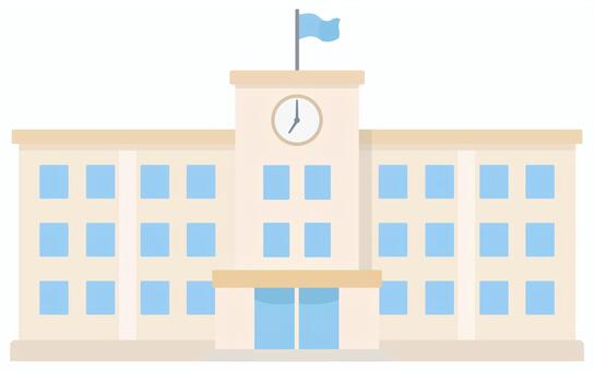 学校・校舎の建物外観 学校,校舎,小学校,中学校,高校,教育,建物,外観,施設,時計台のイラスト素材