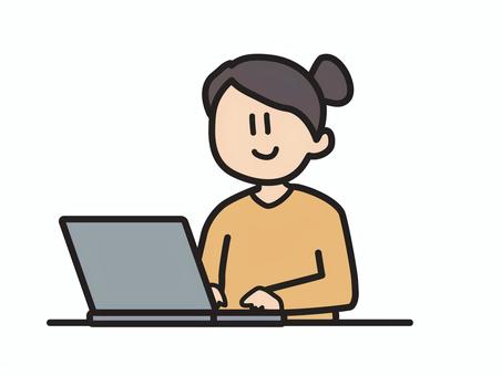 ノートパソコンを使う女性のイラスト ノートパソコンを使う女性のイラスト 女性,パソコン,ノートpcのイラスト素材