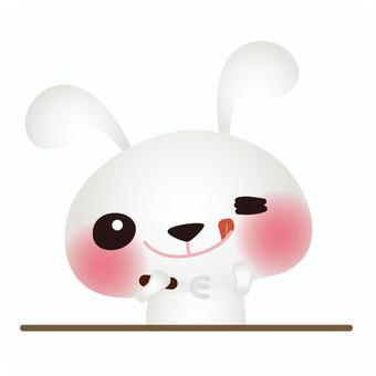 白うさぎフォーク うさぎ,フォーク,食事,ペロリ,動物,かわいい,キュート,キッズ,商用フリー,イラストのイラスト素材
