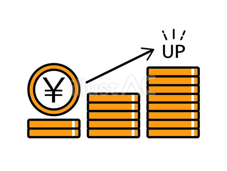 お金が貯まっていくイメージのイラスト お金,貯金,預金のイラスト素材