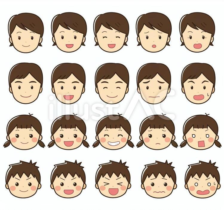 家族の表情イラストセット 人物,セット,表情のイラスト素材