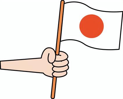 日の丸持つ 国旗,日本,日の丸,持つ,愛国,手,シンプル,コミカルのイラスト素材