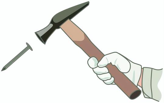 金槌と丸釘 日曜大工,工具,金づち,釘,大工,工作,イラスト,アイコン,toolのイラスト素材
