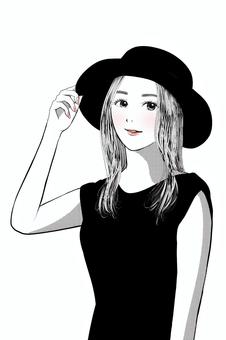   女性 上半身  モノクロ 美人 おしゃれ 女性,上半身,モノクロ,美人,おしゃれのイラスト素材