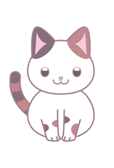 お座り子猫　みけたん 猫,三毛猫,子猫,お座り,かわいい,笑顔のイラスト素材