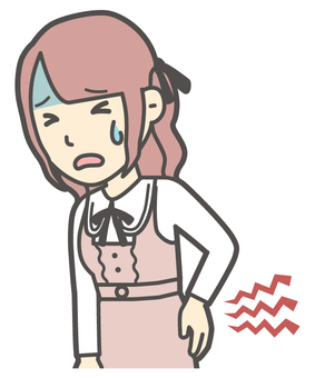  量産型女子-077-バスト 腰痛,地雷系,女性,女の子,ツインテール,量産型,人物,かわいい,ぎっくり腰,神経痛のイラスト素材