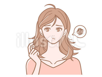 ボサボサ頭の女性_肌色