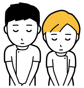  理学療法士の男女(黄)-005-バスト おじぎ,理学療法士,男女,医療,病院,クリニック,整体師,柔道整復師,鍼灸師,人物のイラスト素材