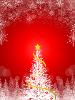 クリスマスの背景、フレーム赤 クリスマスツリー,キラキラ,クリスマス,雪の結晶,ツリー,冬,雪,木,背景,赤のイラスト素材