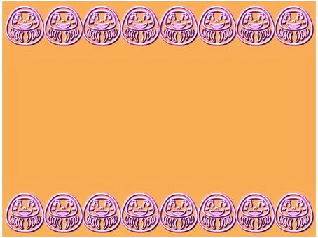 ダルマのフレ−ム だるま,ダルマ,フレ−ム,ポストカード,メッセージカード,ネオン,ピンク,橙色,かわいい,笑顔のイラスト素材