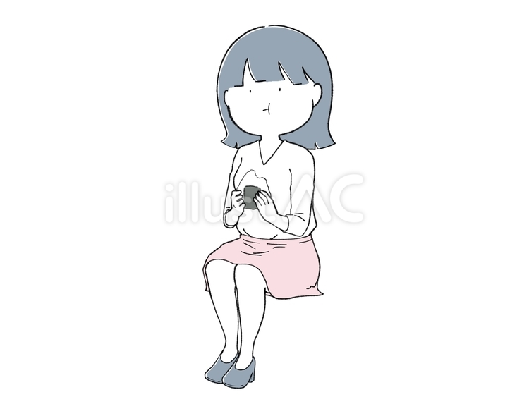 とっても無でおにぎりを食べる女 おにぎり,食べる,人物のイラスト素材