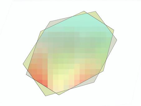 Pastel green and orange hexagonal diagonal frame, mosaic, gradation, green, JPG and PNG