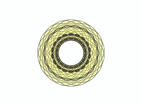 レース柄の丸　ブラック×イエロー