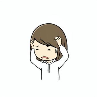 頭を抱える若い女性 頭,抱える,どうしよう,困る,悩む,考える,女性,若者,学生,人物のイラスト素材