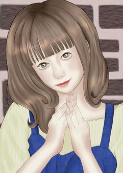 お願い お願い 女性,お願い,茶髪,可愛い,手を合わせるのイラスト素材