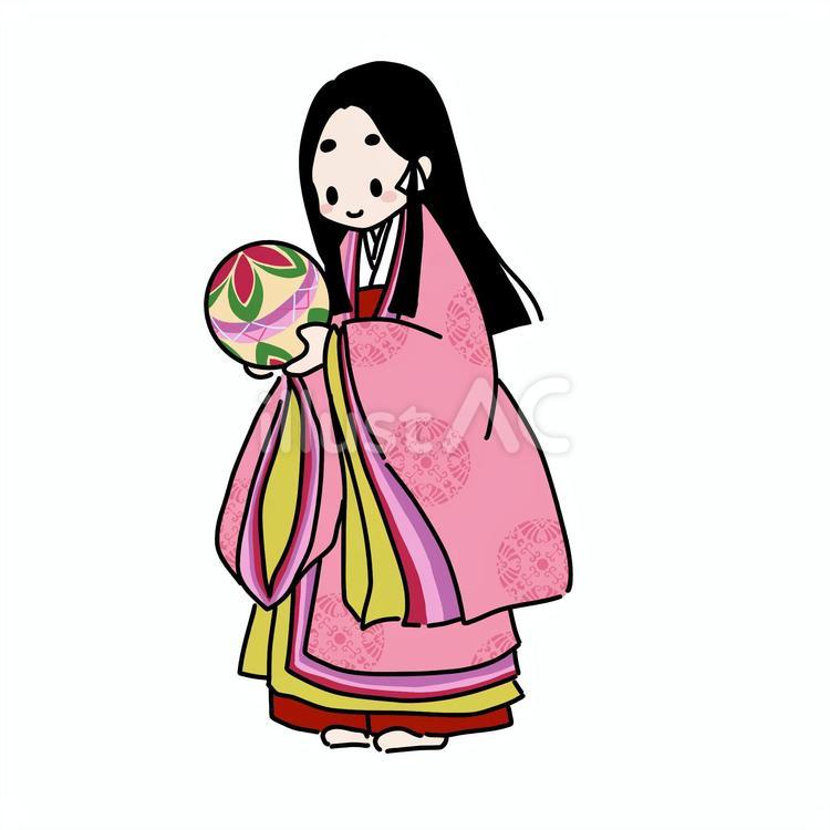 鞠を持つ平安時代の姫君 十二単,姫君,お姫様のイラスト素材
