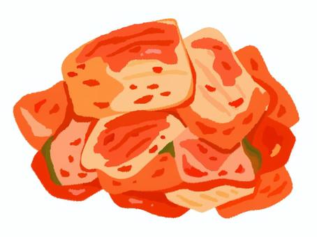 美味しそうな手描きの白菜キムチ キムチ,漬物,白菜,韓国,食べ物,辛い,唐辛子,韓国料理,おかず,発酵食品のイラスト素材